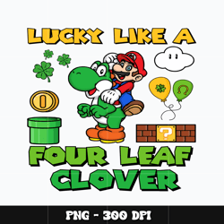 Mario lucky st. patrick's day Png, Super mario Png, Mario Png, cartoon Png, Digital file png, Instant download.