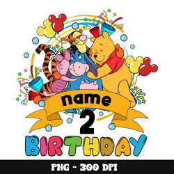 Pooh friends 2nd birthday png