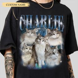 Pet Custom Vintage Washed Shirt, Custom Cat Graphic Unisex T-Shirt, Dog Bootleg Retro 90's Tee Gift For Her.