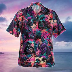Star Wars Synthwave Darth Vader Hawaiian Shirt, Hot and Exclusive Design for Men Featuring Stunning Star Wars Art