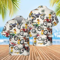 Dirt bike Hawaiian Shirt, Motocross Hawaiian Shirt, Duck Hawaii Beach Retro, Family Hawaiian Aloha Shirt