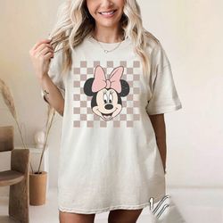 Retro Minnie Shirt, Minnie Mouse Comfort Colors Shirt, Checkered Disney Sweatshirt, Disney Girl Trip Shirt