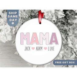 Personalized Mama Christmas Ornament, Custom Mom Ornament, Keepsake for Mother, (OR-88)