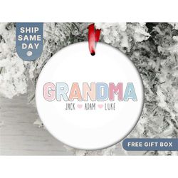 grandma christmas ornament, personalized new grandmother ornament, new grandma gift, grandchildren keepsake, (or-87)