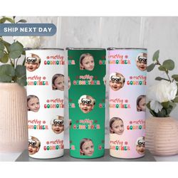 personalized godmother 2023 tumblers, merry godmother tumblers, godmother proposal tumblers, godmother christmas gift, c