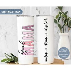Personalized Girl Mama Tumbler  Custom Mama Tumbler  Mother's Day Gift  Gift for Mom of Girls  Mom Travel Cup Gift for M