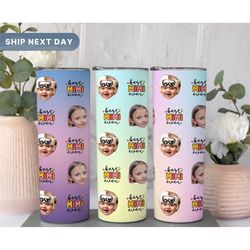 Best Mimi Ever Baby Photo Tumbler, Custom Baby Face Tumbler, Gift for Mimi, Christmas Gift Idea for Grandma, Personalize