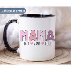 Customized Mama Mug, Coffee Cup Gift For Mom From Kids, Gift For Mom Birthday, Personalized Mothers Day Gift, Custom Mam