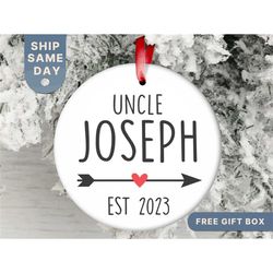 Uncle Christmas Ornament, Personalized Uncle Christmas Gift, Custom Uncle Holiday Ornament, Custom Uncle Established Orn
