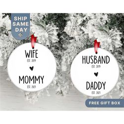 New Parents Ornament, Mommy and Daddy Christmas Ornament - New Parents Keepsake - First Christmas as Mommy and Daddy Orn