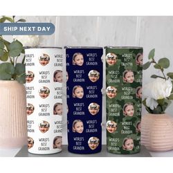 personalized photo tumbler for daddy, world's best dad tumbler , baby face custom tumbler , happy first father's day gif