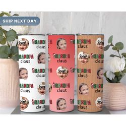 personalized grandpa claus 20 oz tumblers, custom photo tumblers, baby photo tumblers for grandpa, christmas gift for gr