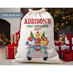 Christmas Presents Sack for Babies, First Christmas Gift Sack, Christmas Stockings, Large Drawstring Bag for Gifts, (SP-