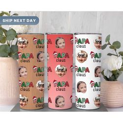 personalized papa claus 20 oz tumblers, custom photo tumblers, baby photo tumblers for grandpa, christmas gift for grand