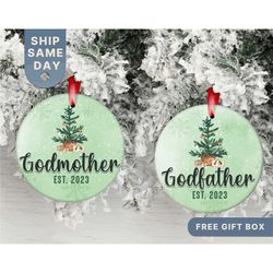 promoted to godparents ornament, new godparents ornament, new godfather ornament, promoted to godmother keepsake, (or-81