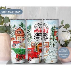 Wonderful Time of The Year Tumbler for Christmas, Winter Holiday 20oz Tumbler Cup, Christmas Gifts for Her, (TM-212)
