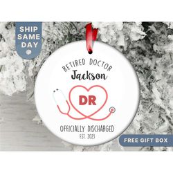 Retired Doctor Christmas Ornament, Personalized Doctor Ornament, Nurse Retirement Gift, DR Retirement Ornament, (OR-118)