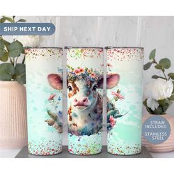 Cow Print Tumbler Personalized  Cow Gifts  Cowhide Tumbler Cup  Cow Tumbler With Straw  Cow Gifts For Women  Cow Lover G