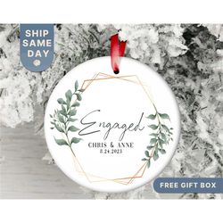 Personalized Engaged Christmas Ornament, Our First Christmas Together Ornament, Engagement Ornament, New Couple Ornament
