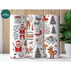 Merry Christmas Gifts, Christmas Embroidery Tumbler, Christmas Tree Gift, Santa Claus Mug, Merry Christmas Gifts, Christ