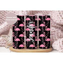 Personalized Flamingo Tumbler, Custom Flamingo Tumbler Cup For Her, Flamingo Gifts, Flamingo Travel Cup for Birthday Gif