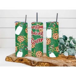 Baking Christmas Cookies Queen Tumbler, Personalized Tumbler, Double Wall Insulated, Gift, Tumbler with Lid & Straw, Cus