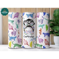Cat Mom Life Tumbler for Mom for Mother's Day, Mothers Day Gift For Cat Mom, Cat Tumbler Gift for Cat Lover, Cat Mom Tra