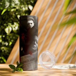 Michael Myers Gifts for horror fans of Michael Myers Christmas gifts Skinny Tumbler with Straw, 20oz