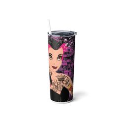 Beauty and the Beast Belle Skinny Steel Tumbler with Straw, 20oz