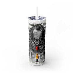 Pennywise It Movie Skinny Tumbler with Straw, 20oz