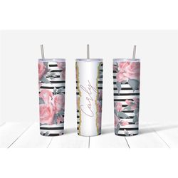 Floral Roses and Stripes 20oz Tumbler, Gift for Mum, Mothers Day Gift, Sister Gift, Auntie Gift, Christmas gift for Mum,
