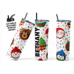 Christmas Tumbler, Custom Christmas Cup for Kids, Christmas Cupcakes, Holiday Tumblers, Personalized Holiday Mug, Festiv