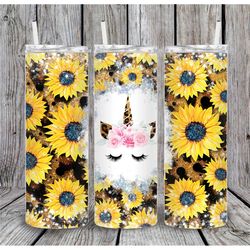 20 or 30oz Skinny Tumbler, Sunflower, Unicorn, Leopard, Sublimation, Skinny, Straight, Lid with Straw, Double Walled