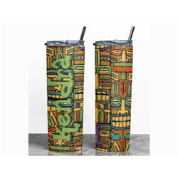 Tiki Men Tumbler, Custom Tiki Cruise Cups, Personalized Tiki Gifts, Hawaiian Vacation, Polynesian Gift, Cruise Tumblers,