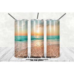 20 or 30oz Skinny Tumbler, Beach, Sublimation, Skinny, Straight, Lid with Straw, Double Walled