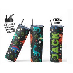 Dinosaur Tumbler for School, Dinosaur Gift for Boy, Custom Dino Tumbler, Insulated Cup for School, Boys Dino Gifts, Pers