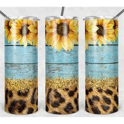 20 or 30oz Skinny Tumbler, Sunflower, Leopard, Teal Wood, Sublimation, Skinny, Straight, Lid with Straw, Double Walled