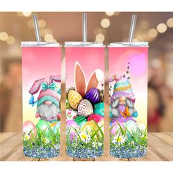 20 or 30oz Tumbler, Easter, Gnomes, Gnome, Sublimation, Bunny Ears, Easter Eggs, Pink, Lid with Straw