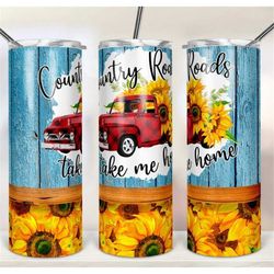 20 or 30oz Tumbler, Country Roads, Red Plaid, Truck, Sunflower, Skinny, Straight, Tumbler, Double Walled, Lid, Straw, Cu