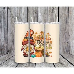 20 or 30oz Skinny Tumbler, Skinny, Tumbler, Fall, Gnome, Pumpkin, Thanksgiving, Turkey, Double Walled, Lid with Straw, C