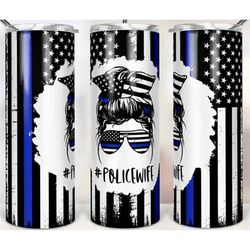 20 or 30oz Skinny Tumbler, Police, Wife, Skinny, Tumbler, Double Walled, Sublimation, Lid with Straw, Straight, Cops, Po