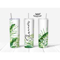 Plant Tumbler, Botanical Tumbler, Custom Drinkware, Plant Mom Gift, Custom Skinny Tumbler, Bridesmaids Gifts, Gifts for