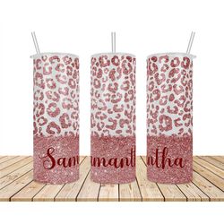 Personalised Tumbler with Shiny Glittery Print, Glitter Tumbler, Skinny 20oz Tumbler, Stainless Steel with Slider Lid &