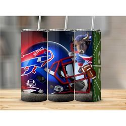 Bills Football Season  AI Helmet Design Tumbler 20oz Tumbler Football Sports Team Tumbler Gift for Him Travel Cup AI Gen