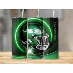 Jets Inspired AI Generated Helmet Design 20oz Tumbler with Straw Gift Travel Cup Tumbler is the perfect cup for this Foo