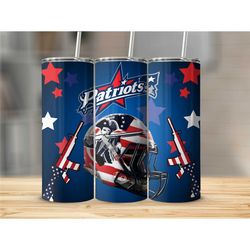 Patriots Inspired AI Generated Helmet Design 20oz Tumbler with Straw Gift Travel Cup Tumbler is the perfect cup for this