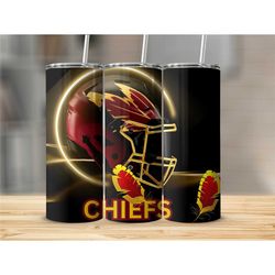 Chiefs Inspired AI-Generated Football Helmet Design 20oz Tumble Gift Travel Cup is perfect for this Football Season