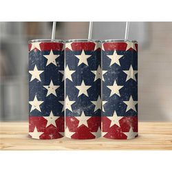 Rustic American Flag Tumbler, Distressed Stars and Stripes, Patriotic Travel Mug, Veteran's Gift, 4th of July Drinkware,