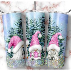 20 oz custom design pink winter gnomes Christmas celebration sublimation tumbler gift teachers gift lunch box coffee add