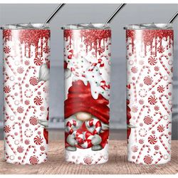 20 oz custom design red Christmas candy cane gnomes sublimation tumbler gift teachers gift lunch box coffee addict Chris